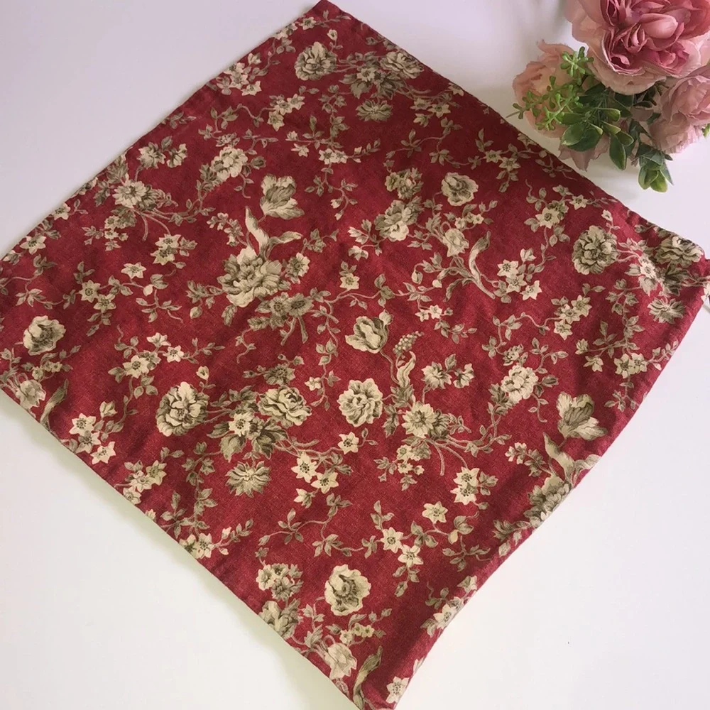 Pottery Barn Red Tan Floral Pillow Cover Square Pottery Barn Red Tan Paisley Y2K